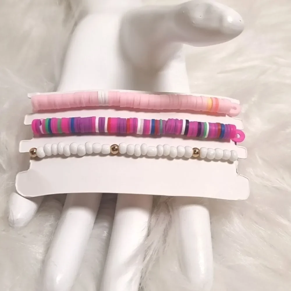 👋 CHRISTMAS STACKING BRACELET SET charm adjustable PINKS & PURPLES